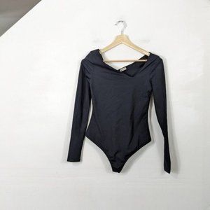 FREE PEOPLE Women's NWT Black Abbie Asymmetrical Bodysuit NWT Size Medium